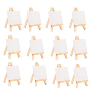 Klemborden 24set kunstenaars 5 inch mini-ezel + 3 inch x 3 inch mini canvas set schilderij ambachtelijke diy tekening kleine tafel schildersezel cadeau