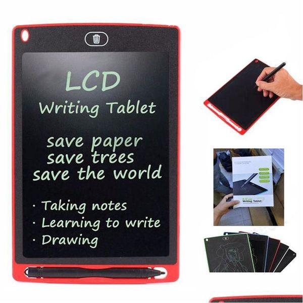 Portapapeles Venta al por mayor 8,5 pulgadas LCD Tableta de escritura Ding Board Blackboard Handwriting Pads Regalo para niños Bloc de notas sin papel Tabletas Memo DHKGQ