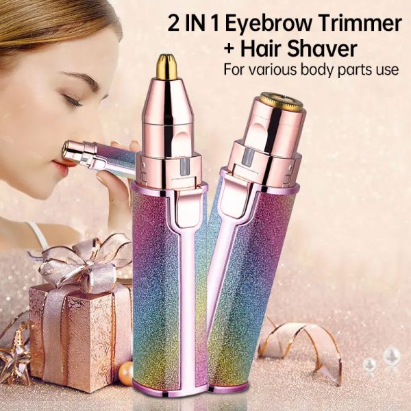 Clippers 2 en 1 Makeuvrège de coupe électrique Trimmer Eye Eye Eye Eye Epilator For Women Shaver Razors Mini Retabolique portable pour le visage