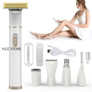 Clippers 5 in 1 elektrisch scheerapparaat voor vrouwen pijnloze wenkbrauw scheermesbikini trimmer draadloze dames body scheerhaas gezichtshaarverwijderaar depilador