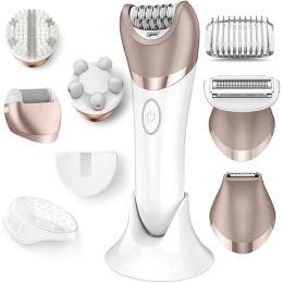 Clippers 6in1 Set Electric Epilator Femme Femme Rasage du corps Corps Filo Face Lady Razor Bikini Trimmer Remover Hair Hair Wetdry