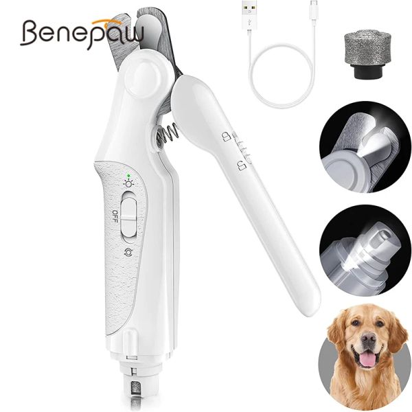 Tondeuses Benepaw professionnel coupe-ongles pour animaux de compagnie broyeur 2 en 1 lumière LED à faible bruit chat chien coupe-ongles tondeuse toilettage USB Rechargeable