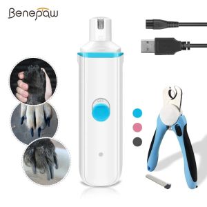 Clippers Benepaw Ultraquiet Electric Pet Dog Dog Grinder Set SAFE SAFE DOG Nail Elippers Fichier Cutter Pédicure USB Rechargeable 2019