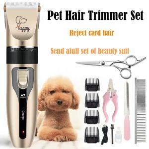 Clippers Dog Hair Clipper Pet Hair Trimmer Set Puppy verzorging Elektrische scheerschoenscheerder Ceramic Blade Cat Accessoires Draadloos opladen Professiona