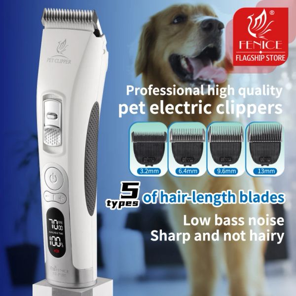 Clippers Fenice Clipper Dogs Professional LCD Screen Cat Cat Catrs Coupes électrique Trimmer et lame Machine de coupe de cheveux rechargeable