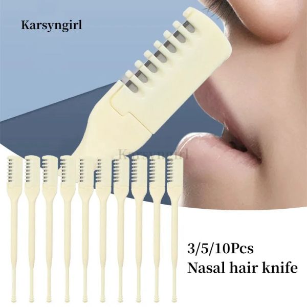 Clippers Karsyngirl 3/5 / 10pcs Rélévoire de cheveux de nez 360 Rotation Nasale Clippers Nes Trimmer pour femmes hommes manuels manuels