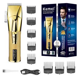 Clippers Kemei 5096 Professionnel 2speed Motor Hair Clipper pour les hommes Trimeuse électrique réglable Barbe de coupe de cheveux rechargeable