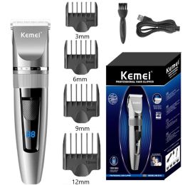 Clippers Kemei Hair Clippers Ceramic Blade Hair Trimmer Electric Professional Hair Cuting Kit de toilettage Kit Rechargeable LED KM5519