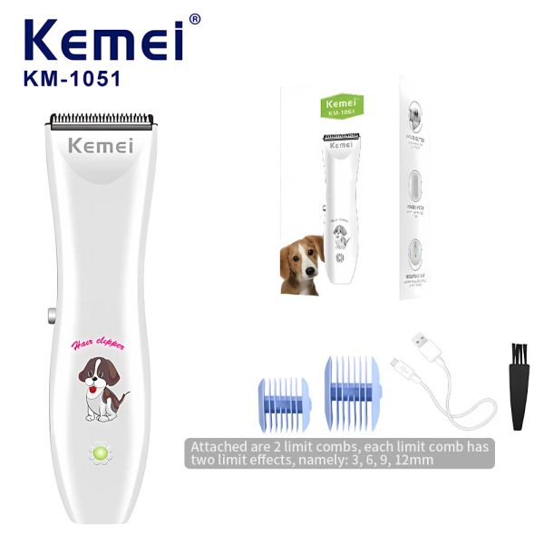 Clippers Kemei KM1051 Hair de chien rechargeable Clipper Animal Trim Trimter Pet Cutter Cat Cat Coupte Machine Haircut for Animal