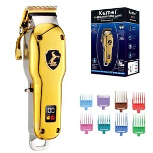 Clippers Kemei Professional All Metal Hair Clipper Cordon / Menles sans fil Trimeuse de cheveux de la barbe Coiffure électrique réglable Coupe rechargeable Ensemble