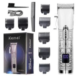 Clippers Kemei Hair Professional Clipper Ajustement de la barbe électrique Machine de coupe de cheveux Trim de cheveux rechargeable pour les hommes outil puissant