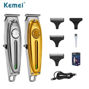 Clippers Kemei Hair Professional Clipper All Met Met Men Trimeuse de cheveux sans fil électrique 0 mm Machine de coupe de coupe de la lame T Baldhead Thelade 1949