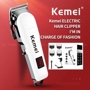 Clippers Kemei Hair Professional Clipper Trimeuse de cheveux réglable pour hommes Electric Garbe puissante Machine de coiffure coupée à cheveux rechargeable