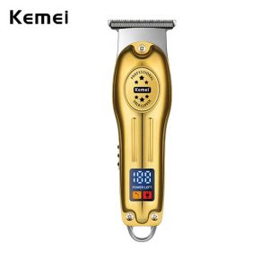 Clippers Kemei Coiffure professionnelle Trimmer sans calcul rechargeable Edgers Clipper Electric Hair Cutting Kit LCD Affichage de barbe Rasoir pour hommes