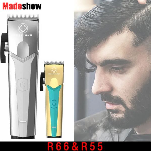 Clippers Madeshow Kulilang R66 R55 Hair de coiffure pour hommes Professional Clipper Triming Wireless Barber 7000rpm Usbcharging Huile Head final Haircut