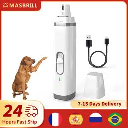 Clippers Masbrill Electric Dog Grinder Grinder rechargeable USB Charge LED Pet Patrelles de chat tranquille