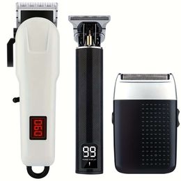 Clippers Men, Kit de Rasoir Tondeuse, Ensemble de Coiffeur Professionnel Cheveux et Coupe, Tondeuse à Barbe à Lame en T Zero Gap, Tondeuse à Décoloration Chauve Rechargeable, Cadeau de Vacances pour