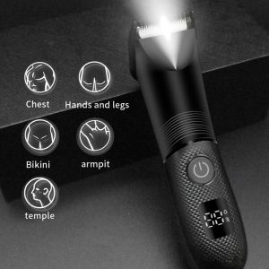 Clippers Men Hair Trimmer Epilator Hair Clippers Full Corps Filé Texture givrée IPX7 Affichage numérique USB rasoir pour hommes imperméables