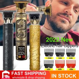 Clippers Nieuwe 2022 Heren Elektrisch scheerapparaat Vintage T9 0mm Haar snijden Machine Baard Trimmer Hair Clipper voor Men Barber Shop Razor Later