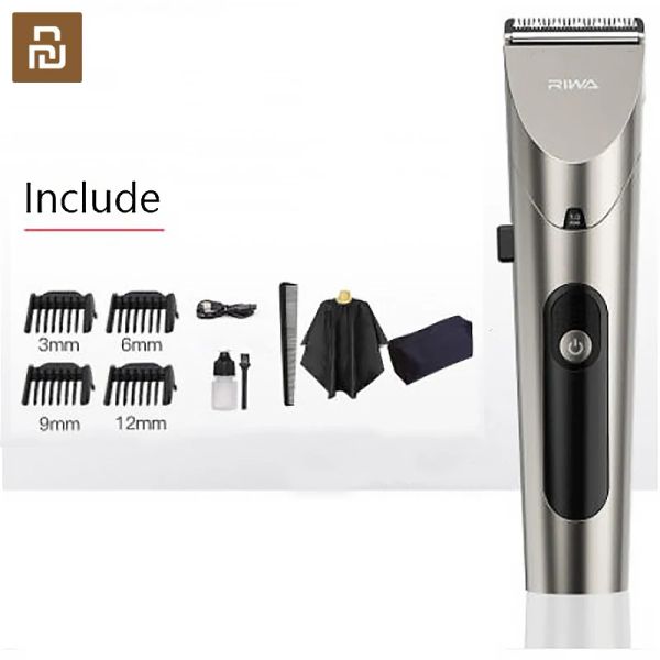 Clippers Riwa Hair Clipper Personal Electric Trimmer rechargeable Strong Power Aweter Cutter Head avec écran LED lavable