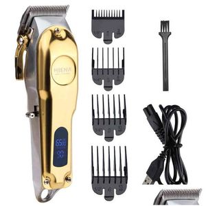 Clippers Trimmers Hair Clipper Set Recortador eléctrico Afeitadora inalámbrica Hombres Barbero Corte Hine para USB recargable Gold 220121 Drop de DHZHP