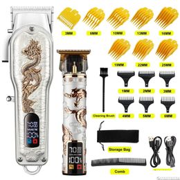 Clippers Trimmers Hiena White Set Dragon Professional Hair Clipper Recortador inalámbrico para hombres Máquina de afeitar Corte Hine Barber Hin Beard D Dhgna