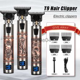 Clippers Trimmers Venta caliente Vintage T9 Eléctrico Inalámbrico Corte de cabello hine Profesional Hair Barber Trimmer para hombres Clipper Shaver Beard Lighter x0728