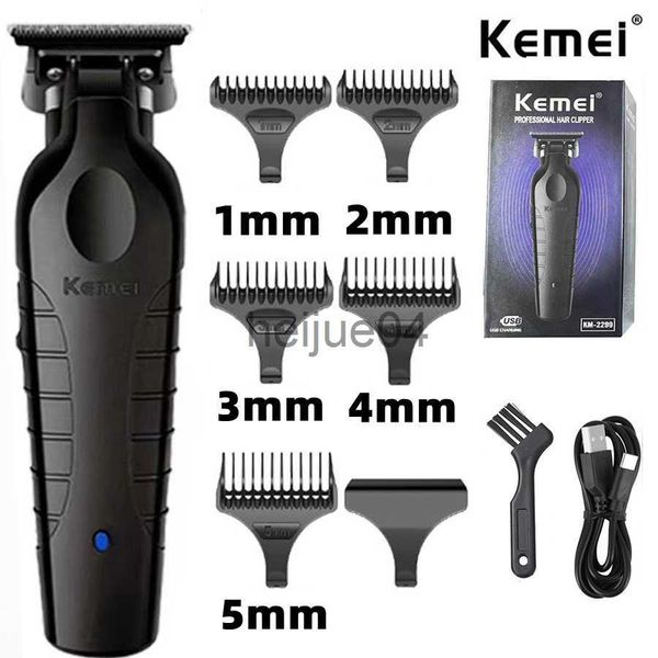 Tondeuses Tondeuses Kemei 2299 Barber Tondeuse à cheveux sans fil 0 mm Zero Gapped Carving Clipper Detailer Professional Electric Finish Cutting hine x0728