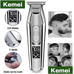 Clippers Trimmer Kemei Professioneller elektrischer Haarschneider für Männer LCD-Display Schneiden Hine Clipper Rasierer Bart 220121 Drop Lieferung DHAQ4