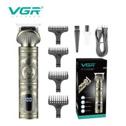 Clippers VGR CLIPER CABINACIÓN PROFESIONAL Máquina de corte de cabello inalámbrico Cortero de cabello calvo Pantalla digital Clipper para hombres V962