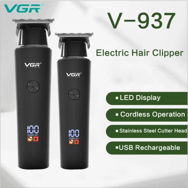 Clippers VGR V937 Cabello portátil Clipper USB recargable Cabello inalámbrico Pantalla LED LED electrodoméstica Electrodomésticos V937 Shaver