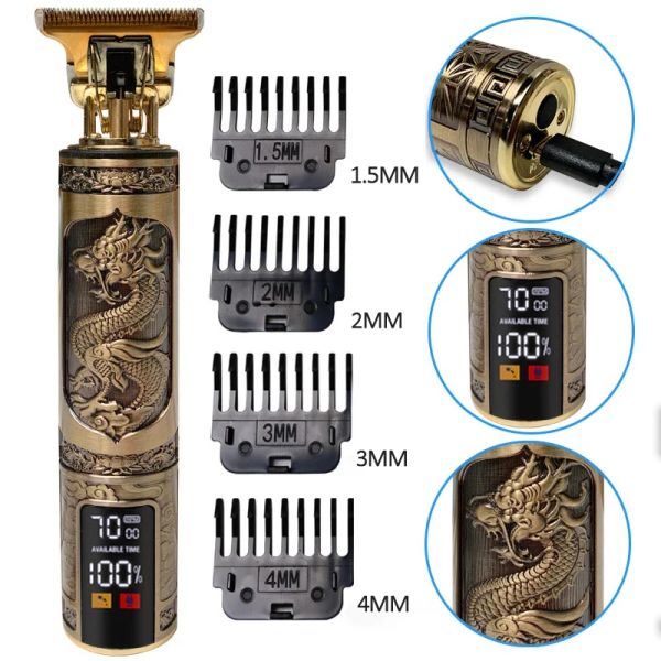 Clippers Vintage T9 0 mm Electriclesslesless Hair coupure machine à cheveux professionnels Barber Barber pour hommes Clipper Shaver Beard plus léger