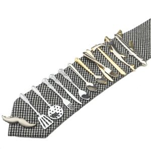 Clips 1 pièce Chrome Lunettes en acier inoxydable Car Airplane Fork Spoon Forme Metal Tie Clip pour hommes