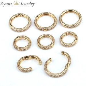 Clips 10pcs, Micro Pave CZ Spring Backle Metal Snap Clasp, Round Circle Snap Hook for Jewelry Key Chain Handbag Fashion Supply