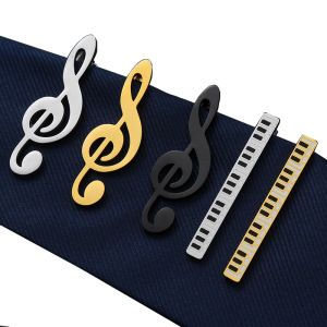 Clips 6cm Tie Clip Clip Men's Menless Titanium en acier Personnalité de la mode Musical Note Piano Tie Clips Clips en gros de messieurs messieurs Bijoux