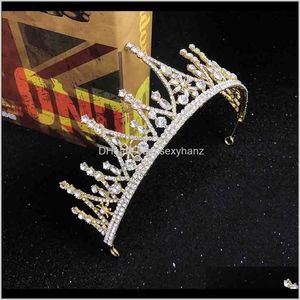 Clips Barrettes Drop Livrot 2021 Tiaras Dramatic Hair Bijoux Handmade Rhinestone Gold / Sier Color Crown Bride Wedding Headpeice Band