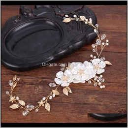 Clips Barrettes Drop levering 2021 Tuanming 1pc Wedding Accessories Gold Leaf Crystal Hairband Bride Crown Tiara Flower Princess Hoofdbanden