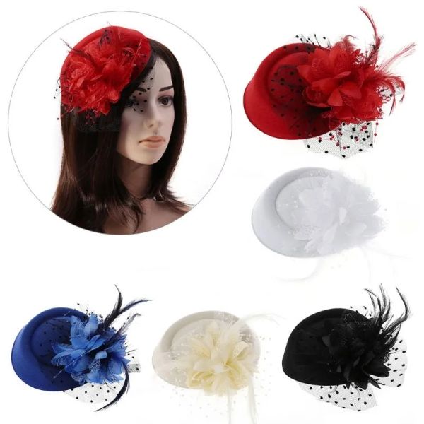 Clips Barrettes Fascinator Chapeaux Bandeau Femmes Plume Fleur Brides Accessoires Mariage