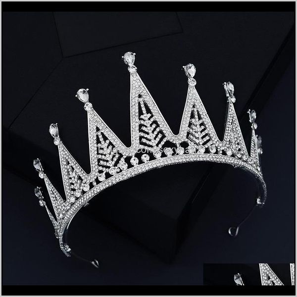 Clips Barrettes Joyas para el cabello Entrega directa 2021 Forseven Princesa real Diadema Cristal brillante Coronas de boda para novia Noiva Mujeres Niñas B