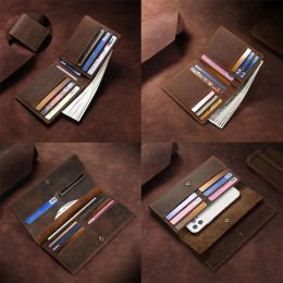 Clips Carte Holder Money Holders Clip Clip Wallet Men Vintage Men's Clips Ticket Crazy Horse Pocket Dolars Banknote Trifold Man pour