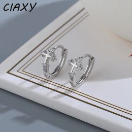 Clips Ciaxy Silver Color Cross Ear Oreing Boucles d'oreilles pour hommes et femmes Personnalité de boucle d'oreille zircon