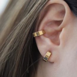 Clips EMANCO Classic en acier inoxydable Boucle d'oreille pour femmes Géométrie en métal Gold Color Trend Boucles d'oreilles Punk Hip Hop Bijoux