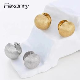 Clips Foxanry Scrub Ball Geometric Earrings For Women Minimalist Elegant Trendy Prevent Allergy Ear Buckle Engagement Jewelry Gifts