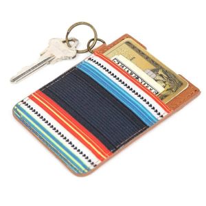 Clips de cuero de vaca genuina impresión unisex de la tarjeta de identificación del banco delgado titular de la tarjeta de crédito con el anillo clave bolso de dinero pequeño billetera elástica