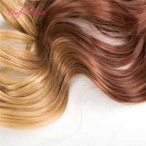 Clips en extensiones de cabello marrón rubio reflejos trenzado de color mezclado pelo liso sintético 250 gramos pinzas para el cabello trenzado sintético