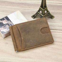 Clips Luufan Leather Money Clip Clip 100% Véritable Men de cuir portefeuille Bifold pour carte d'identité de crédit