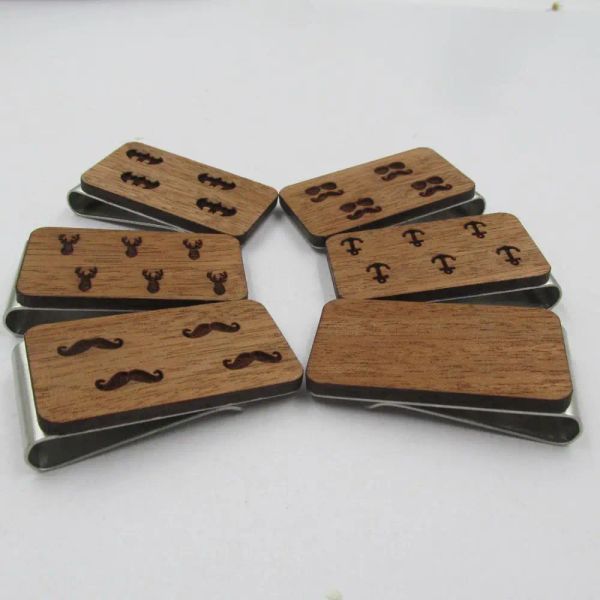 Clips Clip Clip Cash Clamp Haters Portable WoodEn Slim MoneyClip portefeuille Purse pour Pocket Metal Money Holder Bill Clip