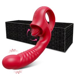 Clitoral Léchage Gode Vibrateur 2 en 1 Femmes Mamelon Clitoralis Stimulateur G Spot Vagin Massage Adulte Sex Toys pour Couple Féminin 240312