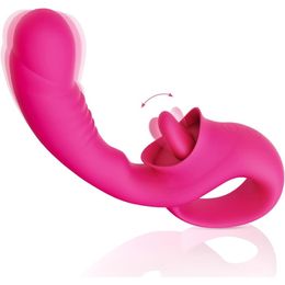 Clitoraal likken G-spot vibrator, dildo clitorisstimulator voor vrouwen 10 lik- en vibratiemodi, meervoudige stimulatie, seksspeeltje voor volwassenen