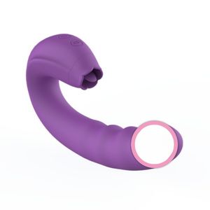 Clitoraal likken roterende g spot vibrator 2 in 1 clit tong dildo vaginale vibrerende anale borst tepel massager kontplug, volwassen seksspeeltjes voor vrouwelijke paren